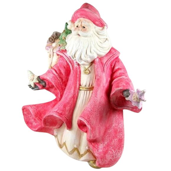 Santa w/ Bag of Toys Figurine, Handcrafted Ceramic Christmas Decor, Santa Claus - Picture 2 of 11